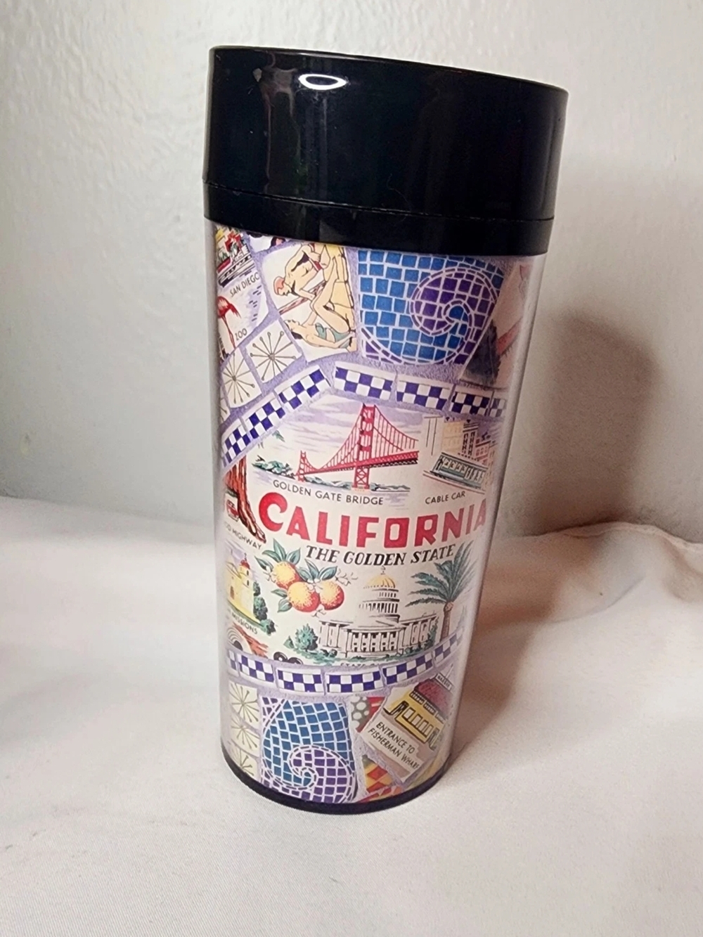 California Themed Travel Tumbler - Black Lid